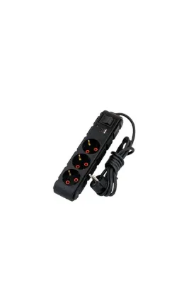 UFO Akım korumalı grup priz 2.5 mt kablolu anahtarlı siyah 3 lü ve USB+type-c şarj aleti 3000 watt