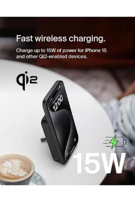 Belkin BoostCharge Pro Wireless Power Bank 10000mAh with Qi2, MagSafe Compatible Portable Charger - Black