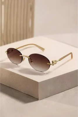 Nilu Moda Premium Koleksiyon | Gold Köprülü Oval Güneş Gözlüğü
