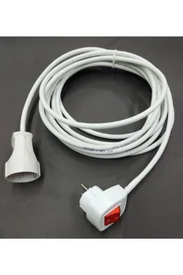 inwatt 5 Metre 3x2.5 mm Topraklı Anahtarlı Uzatma Kablosu Tekli Priz Ara Kablo Işıklı Anahtar