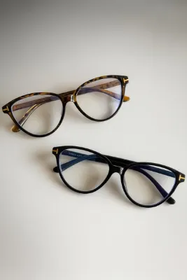 RAWEN EYEWEAR Mavi Işık Korumalı 2'Lİ SET SİYAH VE LEOPAR Cat Eye Çerçeveli Optik Uyumlu Ekran Gözlüğü