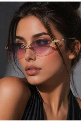 Nilu Moda LÜX KRİSTAL GOLD ÖRME DETAYLI MOR KADIN GÜNEŞ GÖZLÜĞÜ