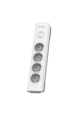Philips SPN7040WA/62 4 Soket Akım Korumalı Priz 600 Joules 2Mt Örgülü Kablo (Beyaz)(1923)