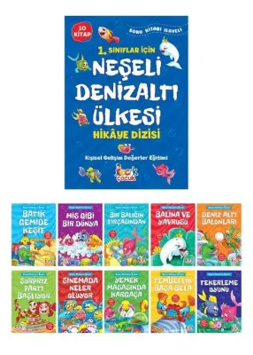 1.Sınıflar İçin Neşeli Denizaltı Ülkesi Hikaye Dizisi Kişisel Gelişim Değerler Eğitimi Seti - 10 Kit