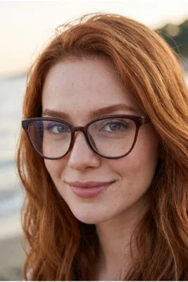 MONAL EYEWEAR Cateye Blueblock 56 Ekartman Acı Kahve Çerçeve Optik Uyumlu Dereceli Cam Takılabilir