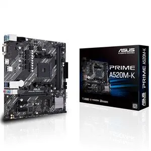 ASUS PRIME A520M-K A520 Soket AM4 AMD Ryzen DDR4 4600MHz (O.C.) M.2 Anakart