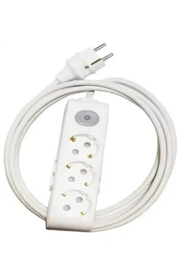 VİKO Multi-let 3'lü 8 Metre Anahtarlı Topraklı Çocuk Korumalı Kablolu Grup Priz