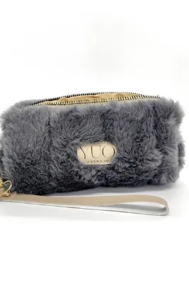 yuoeyewear YUO Gri Peluş Çok Amaçlı Kılıf – Gözlük, Kalemlik, Makyaj Çantası, Mini Clutch