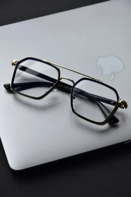 LOOKUP Mavi Işık Korumalı Gözlük Optik Uyumludur Camları Değişebilir Blue Block Unisex Kadın Siyah Gold