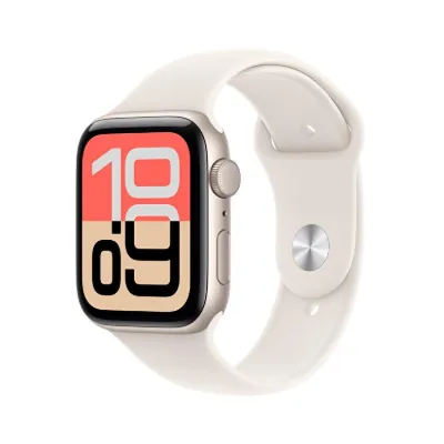 Apple Watch SE 3 GPS 44mm Yıldız Işığı Alüminyum Kasa ve Yıldız Işığı Spor Kordon - M/L