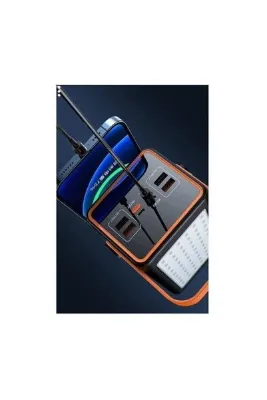 HİBOTEKNO 70000mAh Powerbank 22.5W PD Hızlı Şarj LED Ekranlı 4 USB Çıkışlı Taşınabilir Şarj Aleti Kamp Fenerli