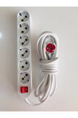 ANZEYGRUP 5 Metre Anahtarlı 6 Lı (ALTILI) Topraklı Grup Priz Seyyar Uzatma