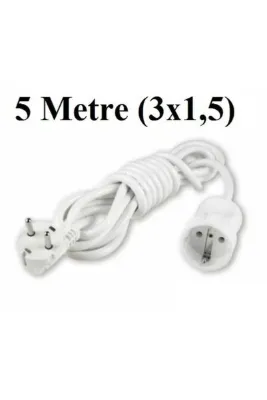 VİKO Topraklı Uzatma Seyyar Kablosu 5 Metre Tekli Priz 3x1,5 Mm Seyyar Uzatma Kablosu