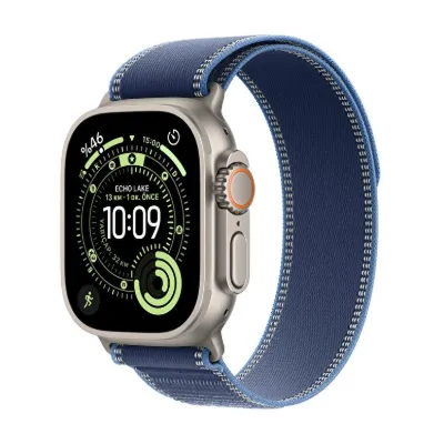 Apple Watch Ultra 3 GPS + Cellular 49mm Natürel Titanyum Kasa ve Mavi/Parlak Mavi Trail Loop - M/L