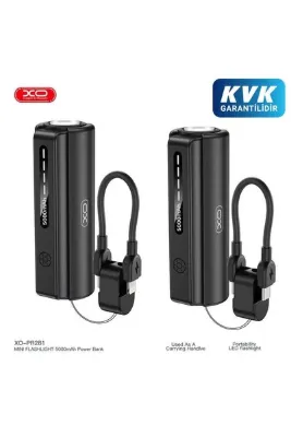 Xo PR281(İP) 5000mAh El Feneri Özellikli Type-C to Lightning Powerbank Şarj Aleti