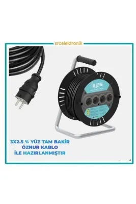 4 LÜ MAKARALİ (20 METRE) 3X2.5 YÜZDE YÜZ TAM BAKİR ÖZNUR KABLOLU SEYYAR UZATMA .