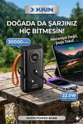 Nomker Samsung Galaxy S24 Ultra Uyumlu 30000 mAh 22.5W Hızlı Şarj Powerbank
