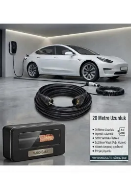 Seal Elektrik Evden Elektrikli Araba Şarj Uzatma Kablosu Topraklı%100 Bakır 3x2.5mm (SİYAH, 20 METRE)