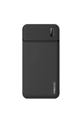 Recci RPB-N16C Ultra İnce Hızlı Şarj Özellikli Led Işık Göstergeli Powerbank 10000mAh Siyah