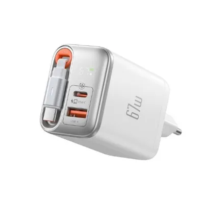 Mcdodo CH-4103 Freego 67w GaN Hızlı Dahili Geri Sarılabilir Type-c Kablolu Şarj Cihazı Beyaz