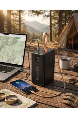 HMO Store 120.000 mAh Dev Kapasiteli Powerbank Trafo - 22.5W Hızlı Şarj, 6 Çıkışlı ve LED Işıklı Taşınabilir Şarj Cihazı
