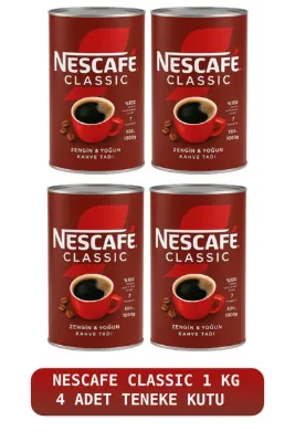 Nescafe Classic Hazır Kahve 1 Kg Teneke 4 Adet