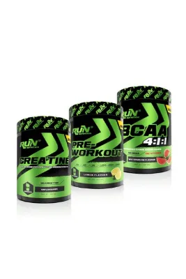 Run Nutrition Pre-Workout Antrenman Paketi (Pre-Workout Limon, BCAA Karpuz, Creatine)
