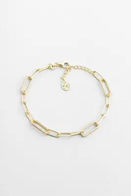 So CHIC... Marie 18 Ayar Sarı Altın Kaplama 20 Cm Gümüş Zincir Bileklik
