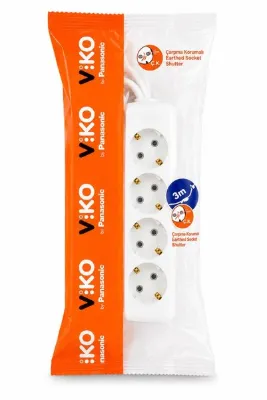 VİKO 4 LÜ 3 METRE KABLOLU TOPRAKLI PRİZ