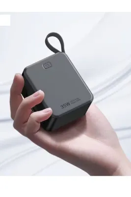 newdaki Mini PD 35Watt 10.000mAh LCD Göstergeli USB-C , USB Giriş Dahili USB-C Kablolu Powerbank