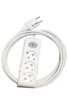 VİKO Multi-let 3'lü 10 Metre Anahtarlı Topraklı Ç.K (3x2.5 TTR TAM BAKIR KALIN KABLOLU) Grup Priz
