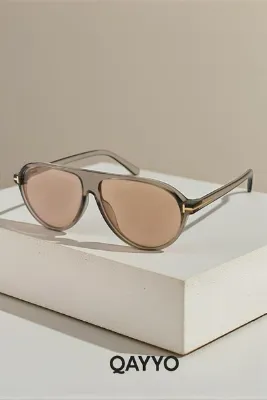QAYYO Accessories Torino Unısex Vintage Nude Kahverengi Ultra Hafif Uv400 Korumalı Güneş Gözlüğü