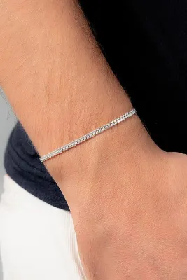 Ventino Silver 3mm Gurmet 925 Ayar Gümüş Erkek Zincir Bileklik Veb-5019