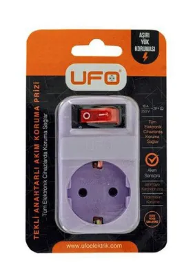 UFO Yigit E Ticaret Akım Korumalı Tekli Anahtar Priz Mor
