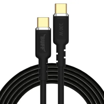 Buff 100W Type-C TO Type-C 5.0A 1.2M Data Kablosu - Siyah
