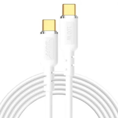 Buff 100W Type-C TO Type-C 5.0A 1.2M Data Kablosu - Beyaz