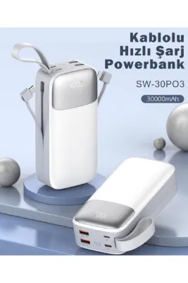 SWORD 30000 Mah Kablolu Powerbank Sw-30po3 Beyaz
