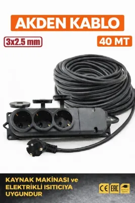 Kablo 40 Metre 3x2,5mm 3*Lü Uzatma Kablosu Tam Kesit Kaynak Makinası Kullanıma Uygundur