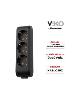 VİKO MULTİLET ÜÇLÜ TOPRAKLI PRİZ KLEMENSLİ SİYAH