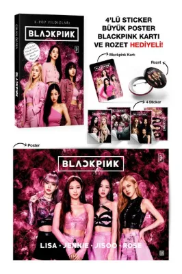 Blackpink: K-Pop Yıldızları - Büyük Poster, Blackpink Kartı, 4’lü Sticker ve Rozet Hediyeli