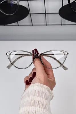 LOOKUP NEW 51-18-142 Cat Eye Metal Şeffaf Kadın Erkek Unisex Mavi Işık Korumalı Blue Block Ekran Gözlüğü