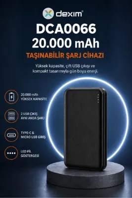 Dexim TB20 20.000 mAh Powerbank - Siyah DCA0066