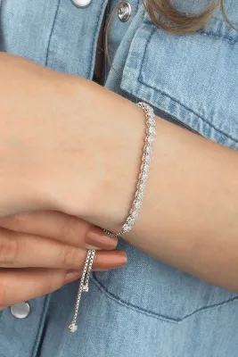 Else Silver 925 Ayar Gümüş Pırlanta Tasarımı Asansörlü Bileklik