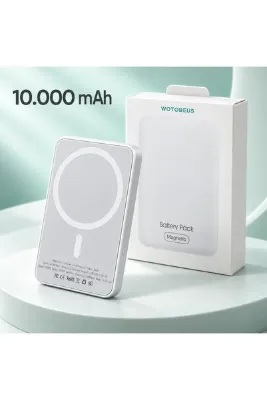 WOTOBEUS Power Bank Taşınabilir Magsafe Özellikli 10.000 Mah İphone Ve Android Model Magsafe Özellikli Bütün Cihazlar İle Uyumlu Kaymaz Mıknatıs Tutuş