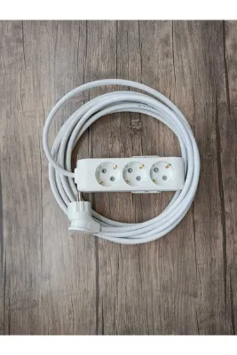 VİKO Multi-let Üçlü Priz 5 Mt Topraklı Kablolu Çocuk Korumalı 5 Metre Beyaz