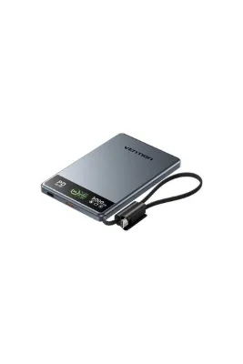 Vention Ultra Slim Serisi 5000MAH 15W Manyetik Kablosuz Tft Ekranlı Taşınabilir Şarj Cihazı Powerbank Gri ( Distribütör Garantili )