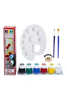 Glanart sentetik ipek fırçalı 6 renk guaj boya seti 6x20 ml