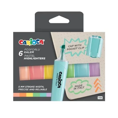 Carioca Pastel Fosforlu Kalem 6lı