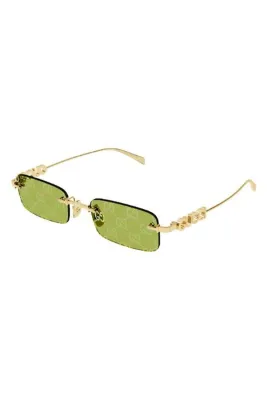 Gucci GG 1808S 002 52 Unisex Dikdörtgen Goldi Metal Güneş Gözlüğü