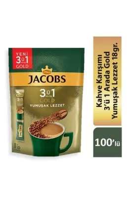 Jacobs 3ü1 Arada Gold Kahve Karışımı Yumuşak Lezzet 100 Adet